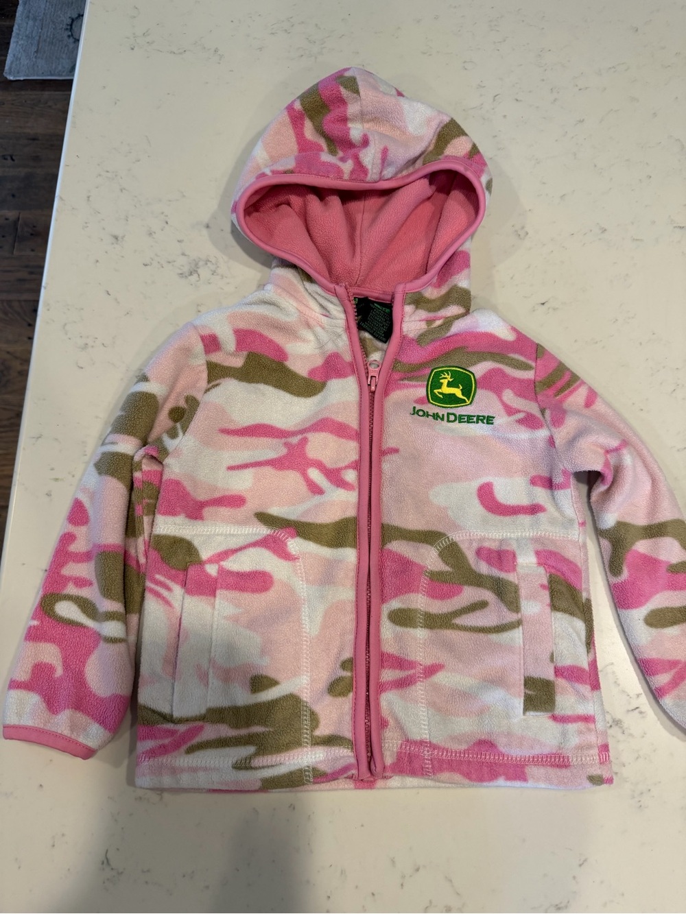 John Deere Pink Camouflage Hooded Fleece Jacket
